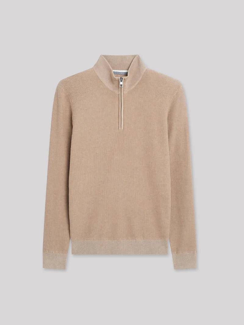 Pull col cheminée zippé en viscose bio