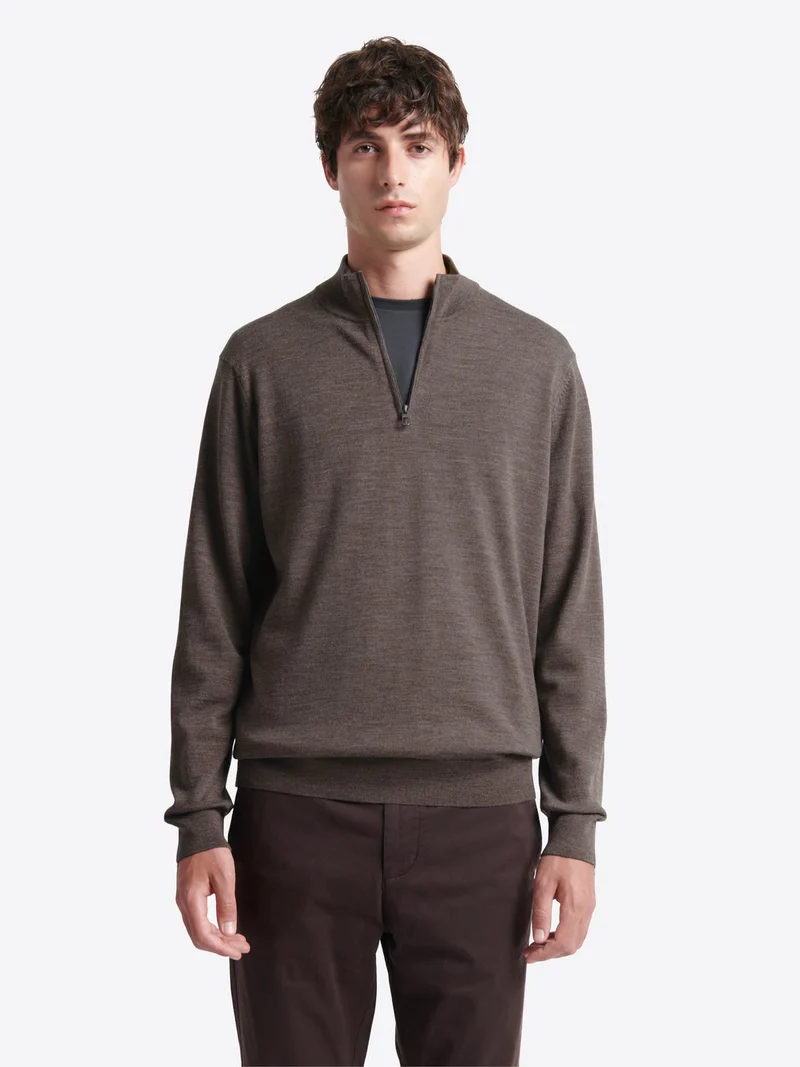 Pull col cheminée zip 100% laine mérinos