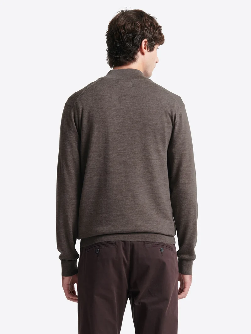 Pull col cheminée zip 100% laine mérinos