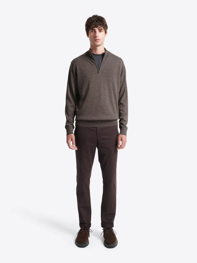 Pull col cheminée zip 100% laine mérinos