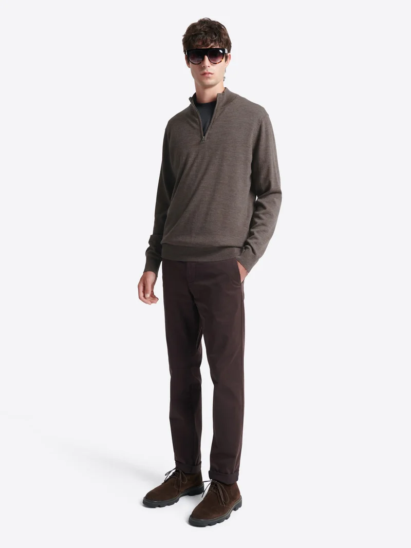 Pull col cheminée zip 100% laine mérinos