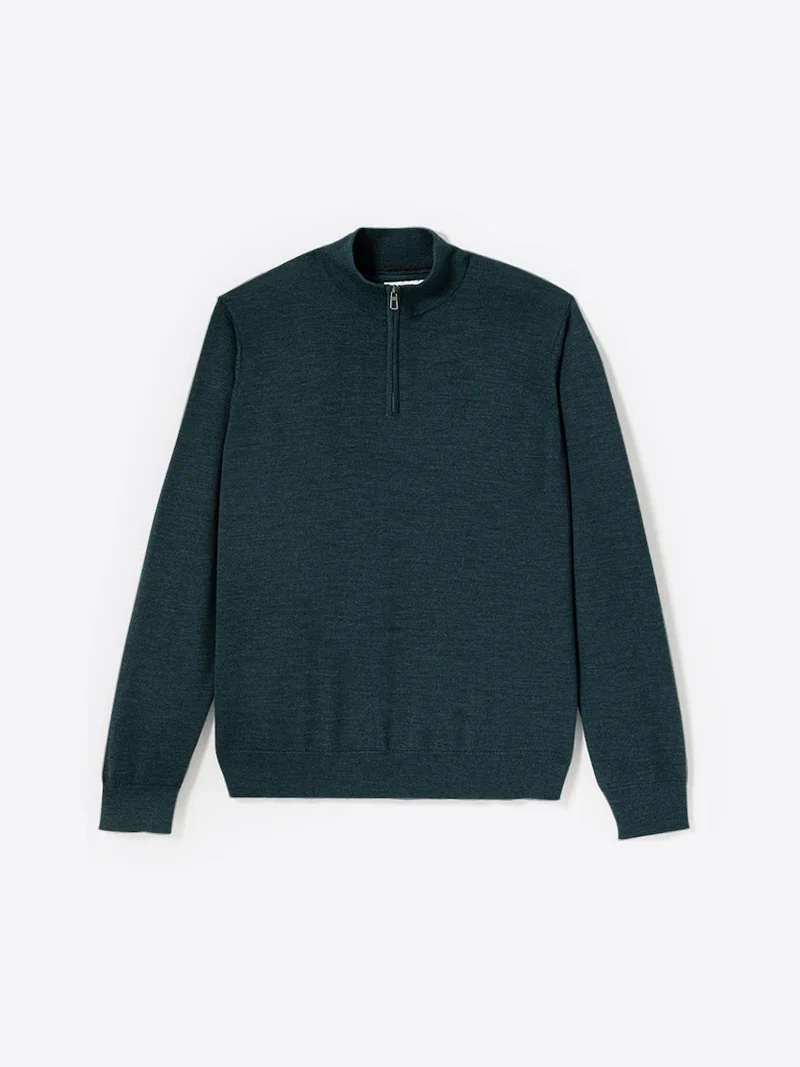 Pull col cheminée zip 100% laine mérinos
