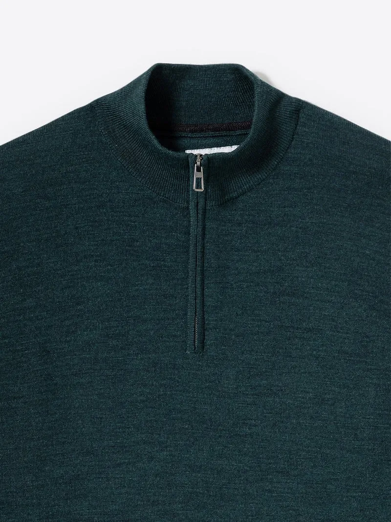 Pull col cheminée zip 100% laine mérinos