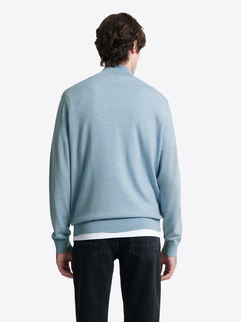 Pull col cheminée zip 100% laine mérinos