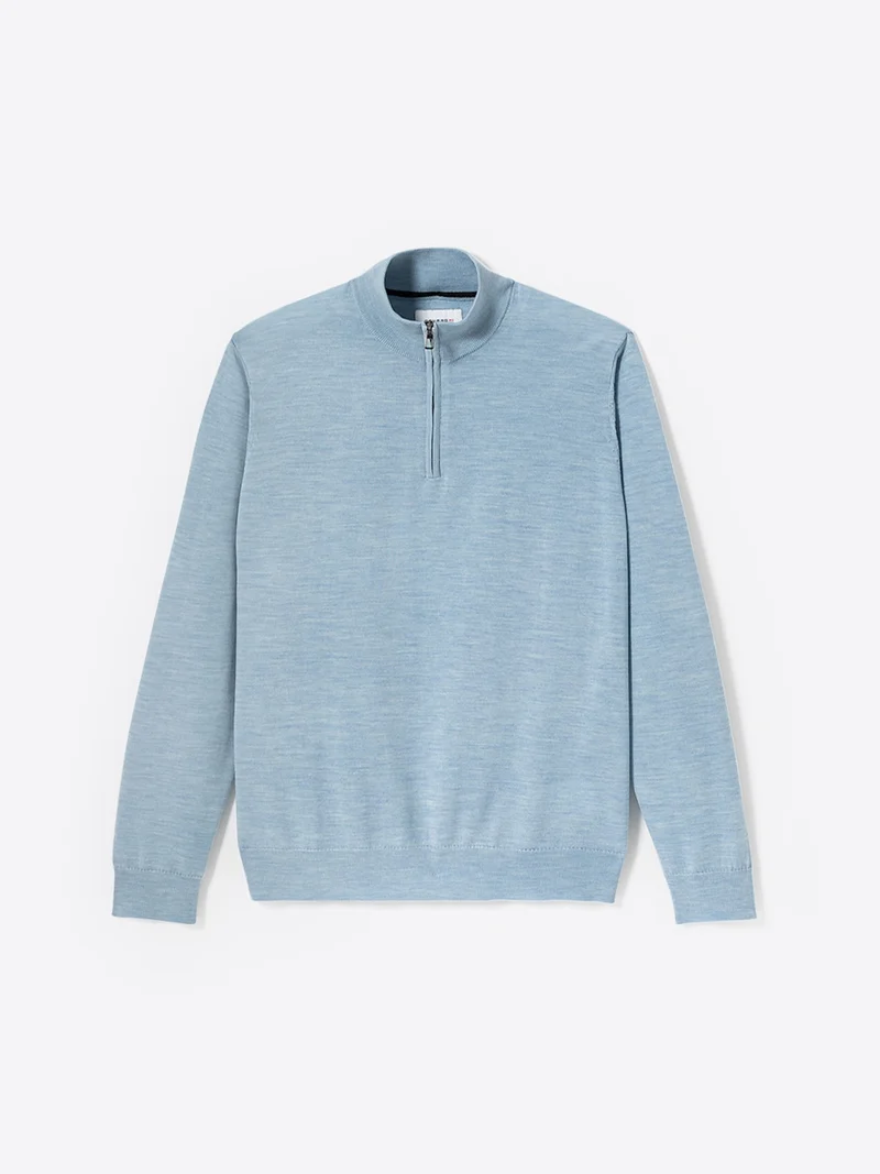 Pull col cheminée zip 100% laine mérinos