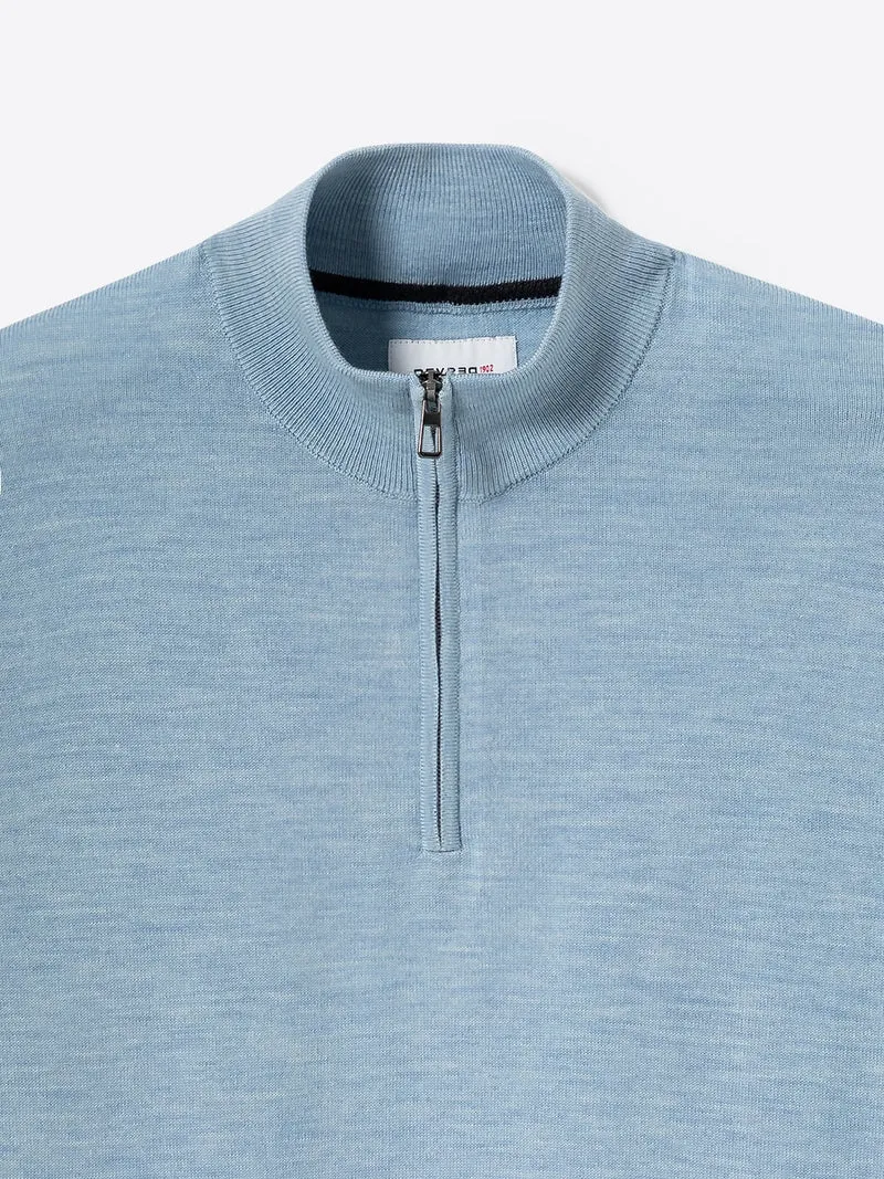 Pull col cheminée zip 100% laine mérinos