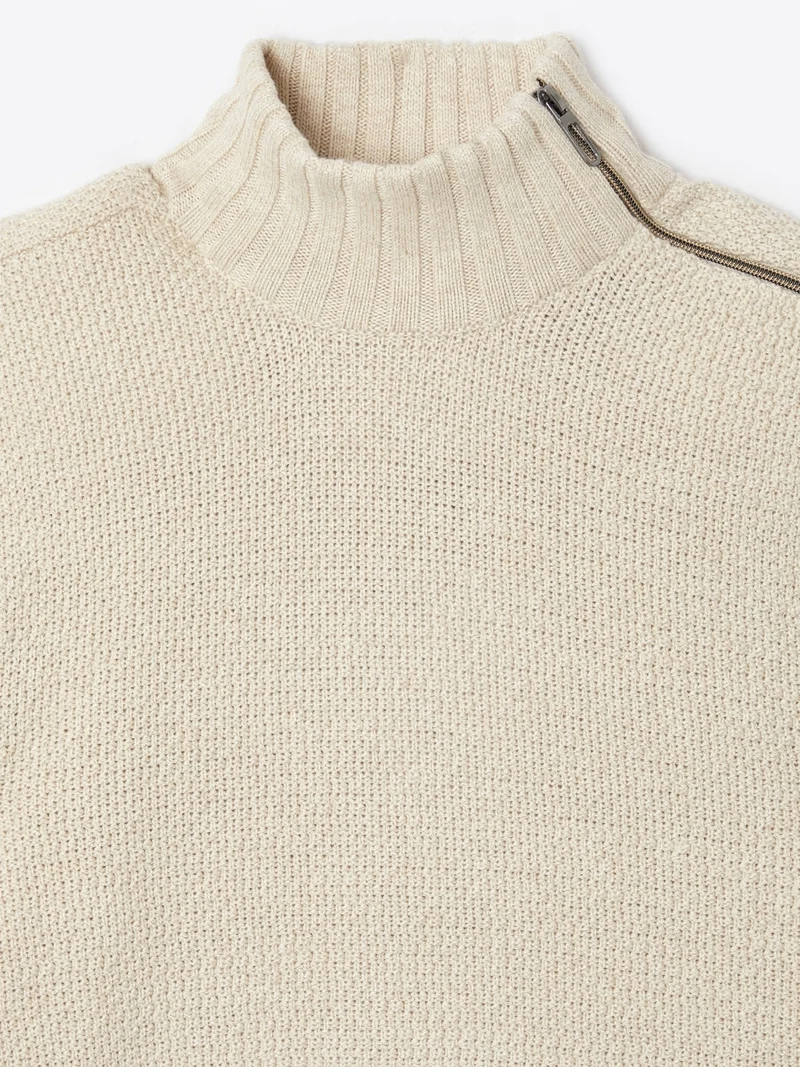Pull col cheminée en coton cachemire