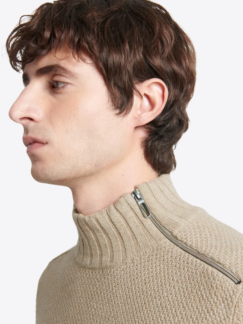 Pull col cheminée en coton cachemire