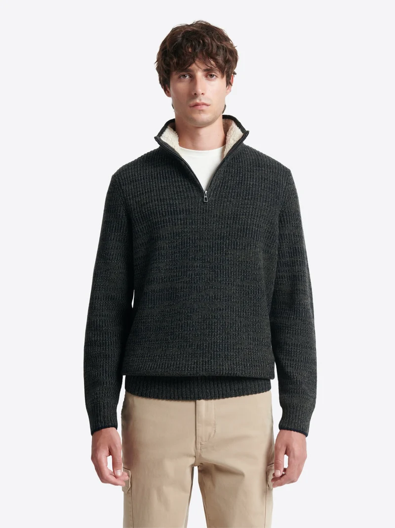 Pull à col cheminée en laine d''agneau
