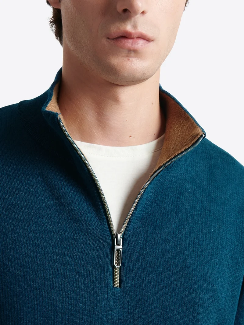Pull col montant en coton cachemire