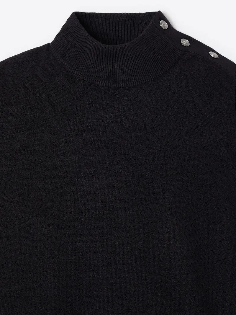 Pull col cheminée épaule boutonnée