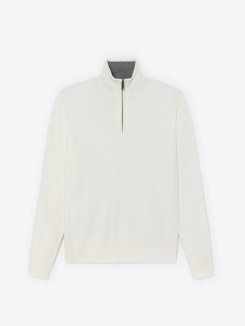 Pull col cheminée zip viscose certifiée
