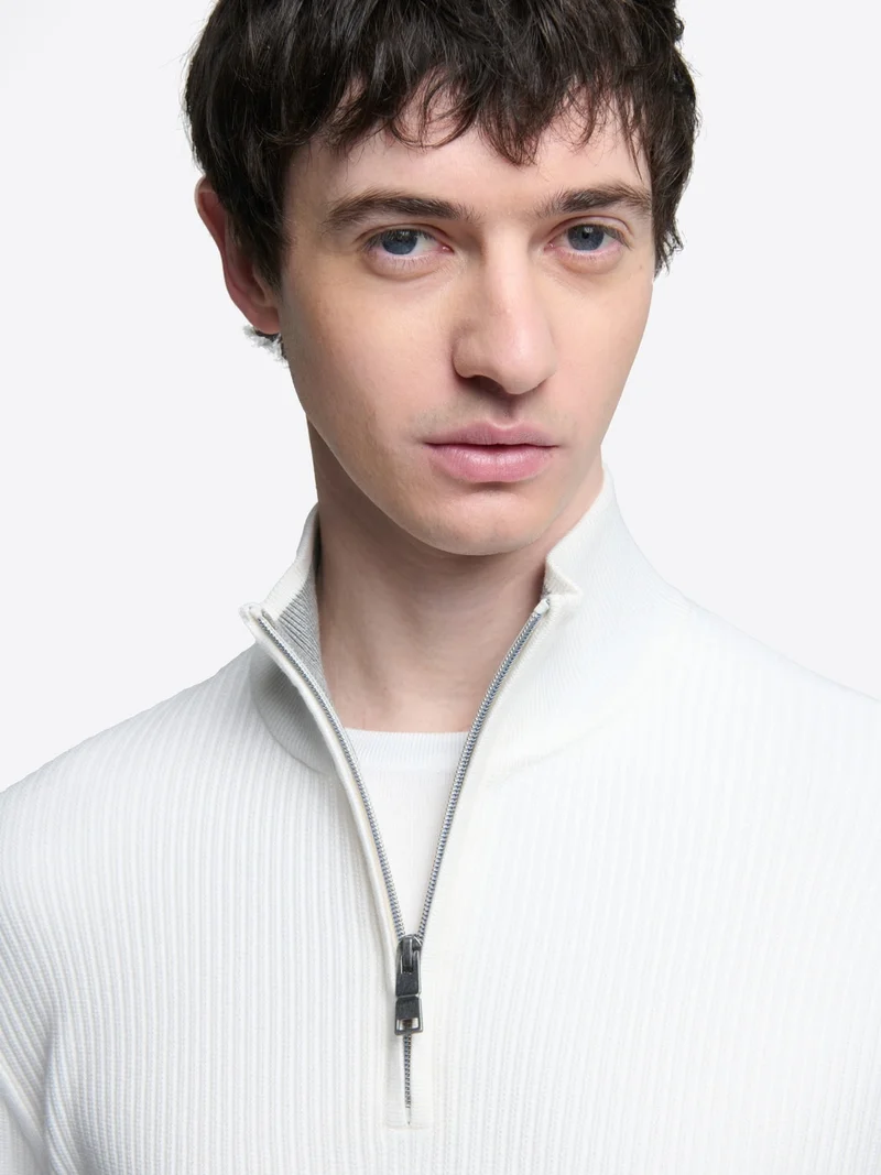Pull col cheminée zip viscose certifiée