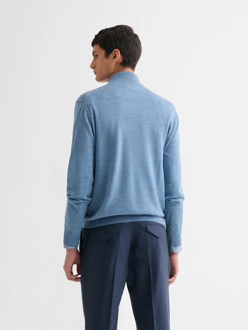 Pull col cheminée en laine Mérinos