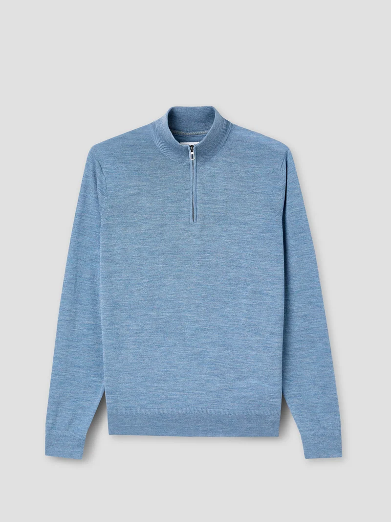 Pull col cheminée en laine Mérinos