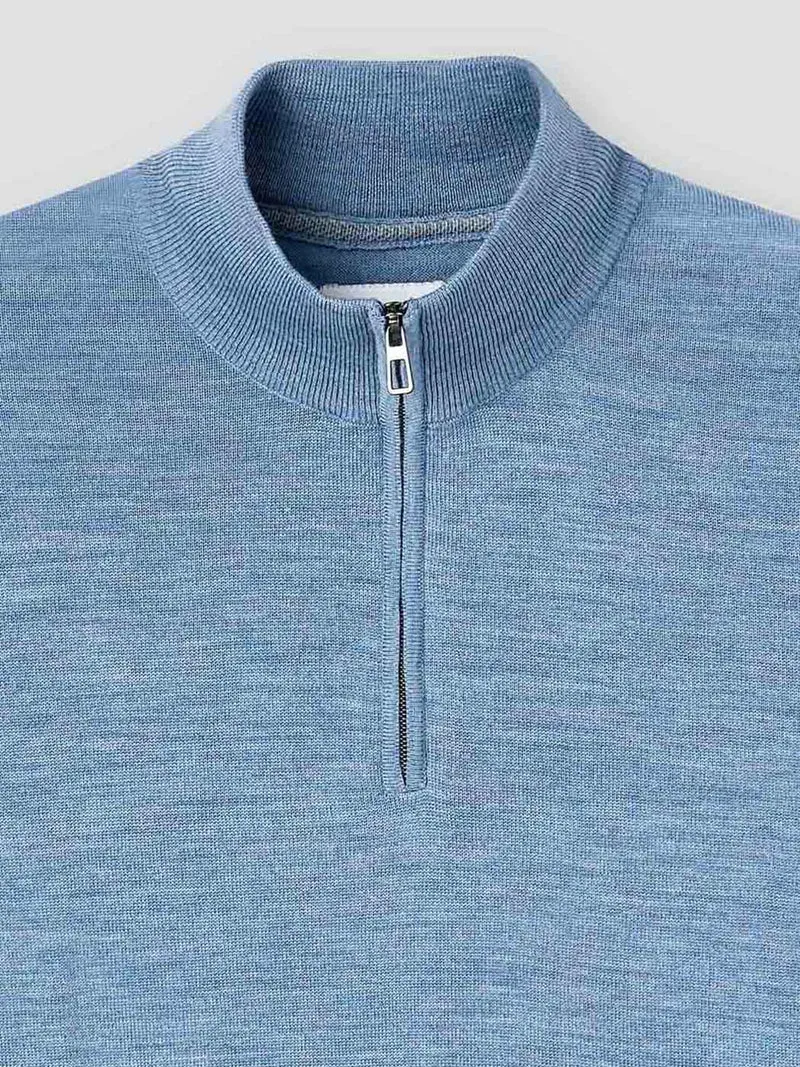 Pull col cheminée en laine Mérinos