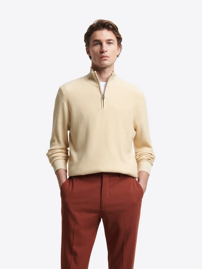 Pull col cheminée zip viscose certifiée