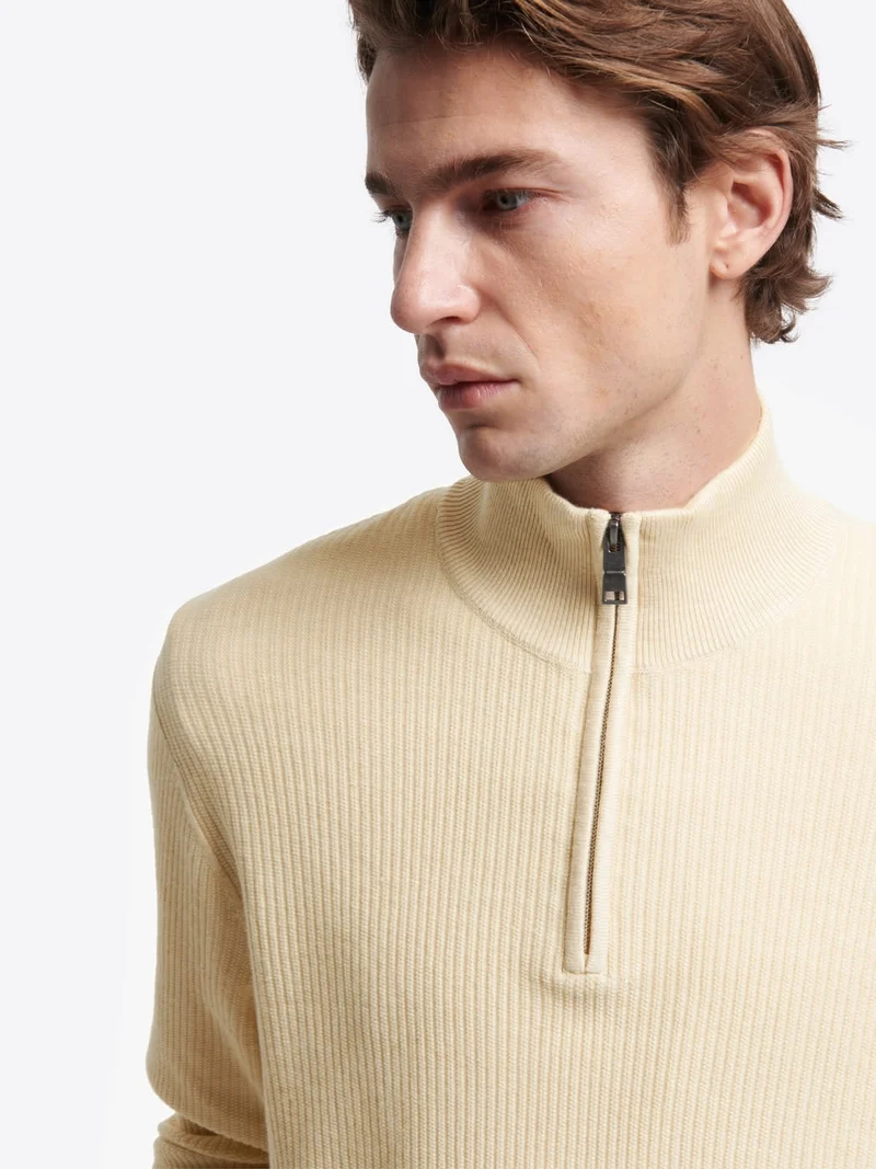 Pull col cheminée zip viscose certifiée