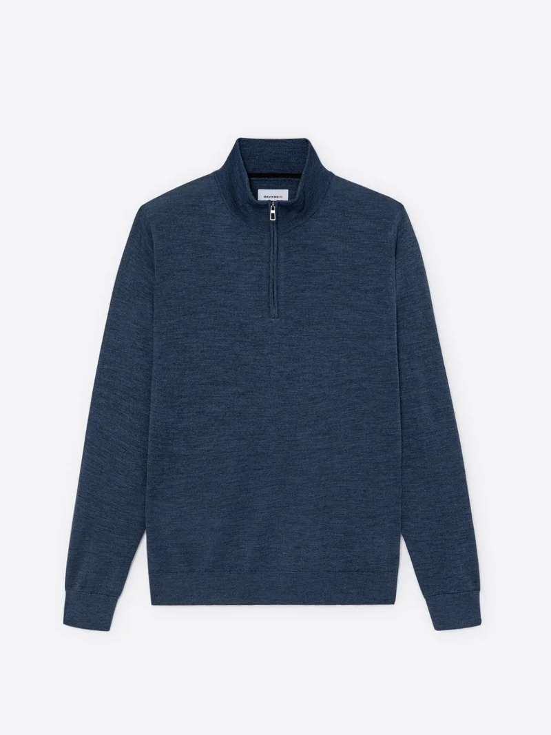 Pull col cheminée zip en laine Mérinos