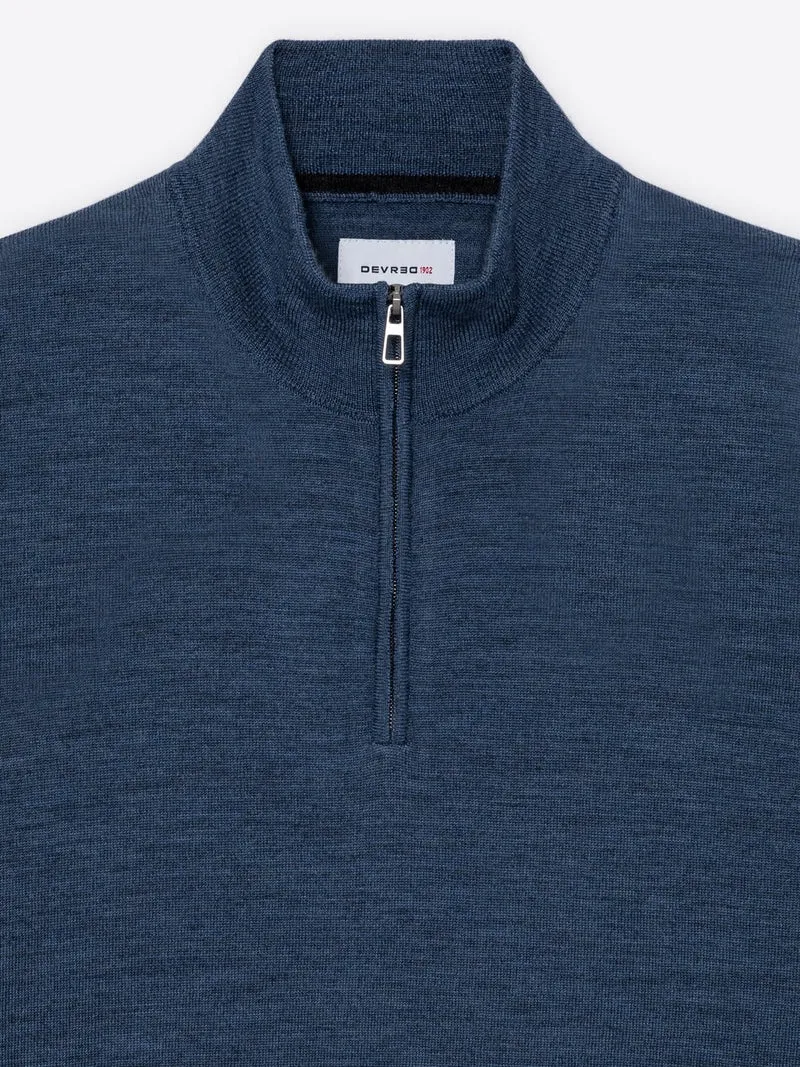 Pull col cheminée zip en laine Mérinos