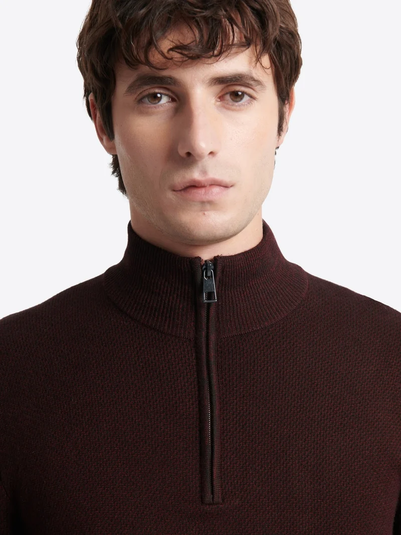 Pull col montant chiné en viscose