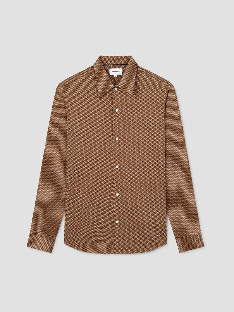 Chemise slim en coton à motifs