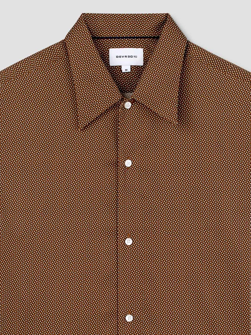 Chemise slim en coton à motifs