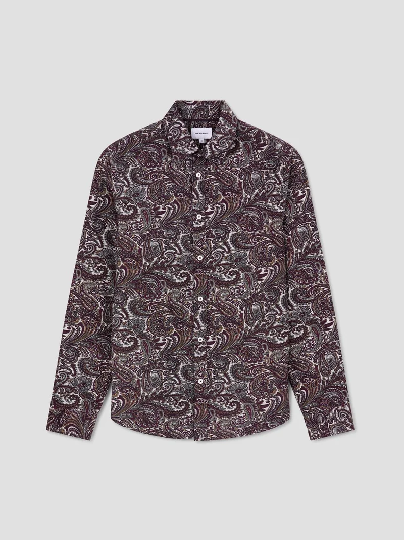 Chemise slim en coton bio à motifs