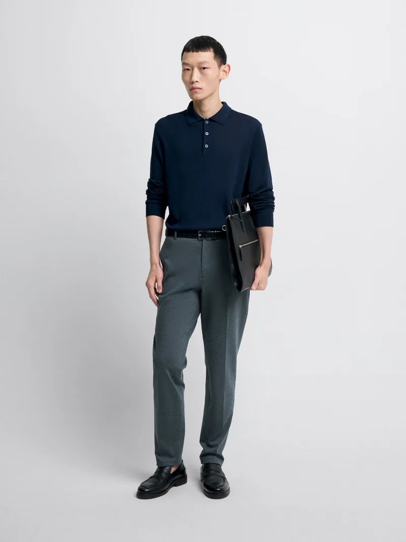Chino à pinces taille semi-élastiquée