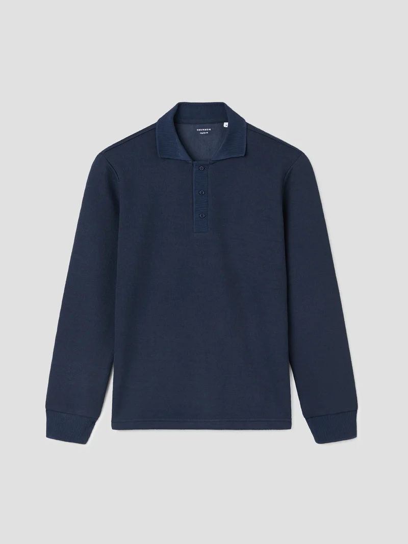 Polo manches longues col boutonné