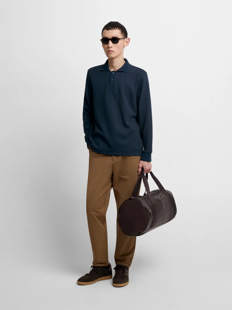 Polo manches longues col boutonné
