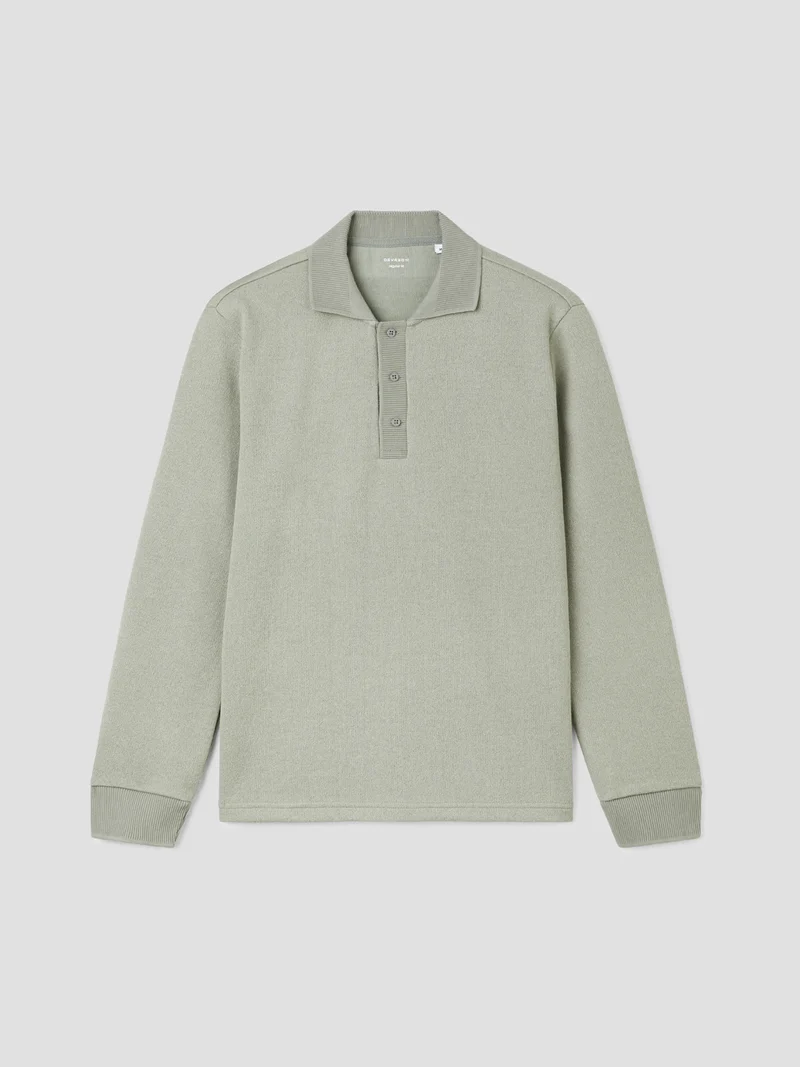 Polo manches longues col boutonné