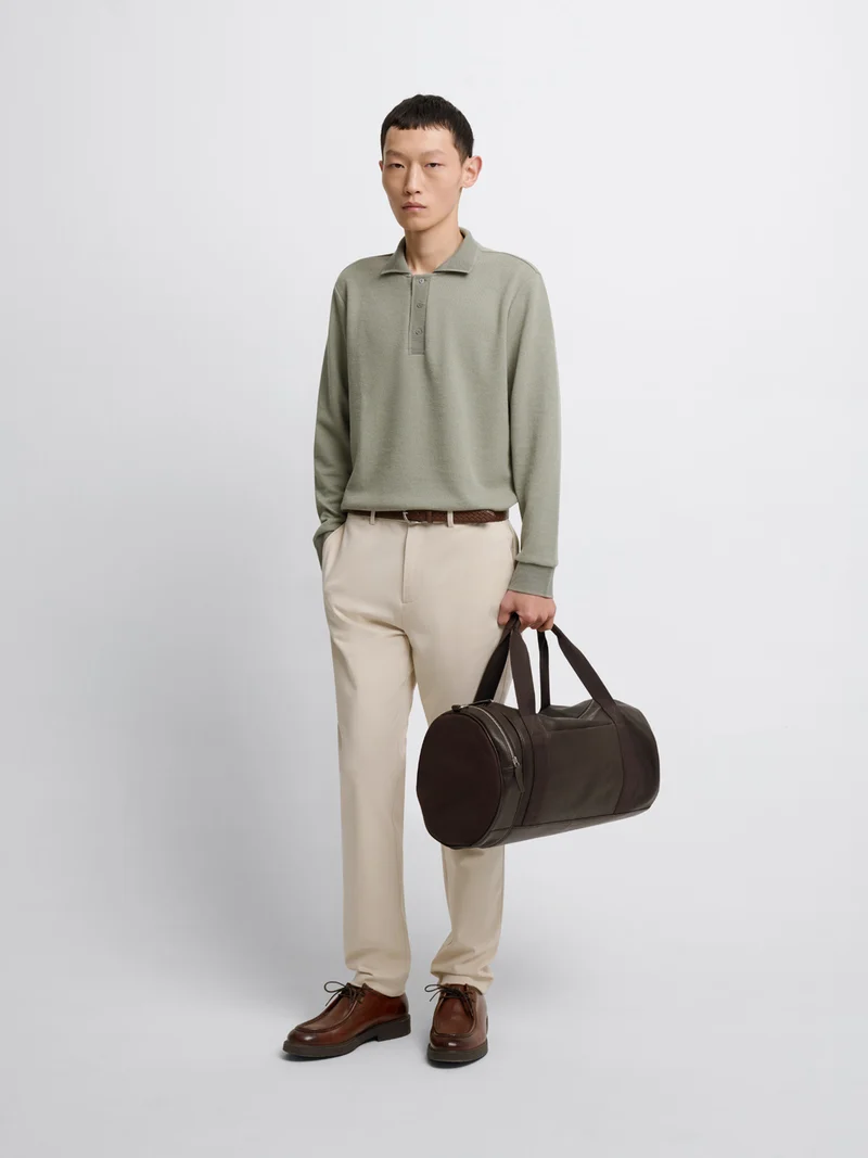 Polo manches longues col boutonné