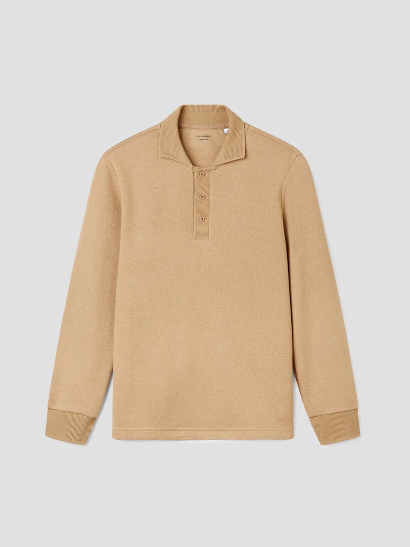 Polo manches longues col boutonné