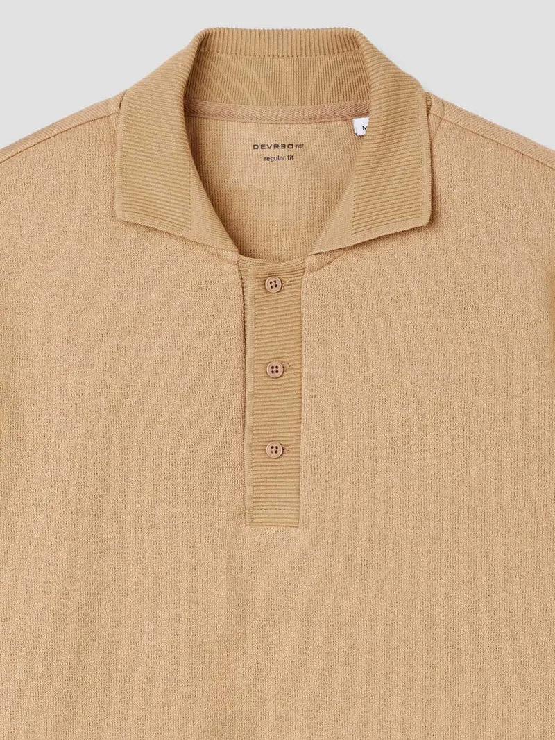 Polo manches longues col boutonné