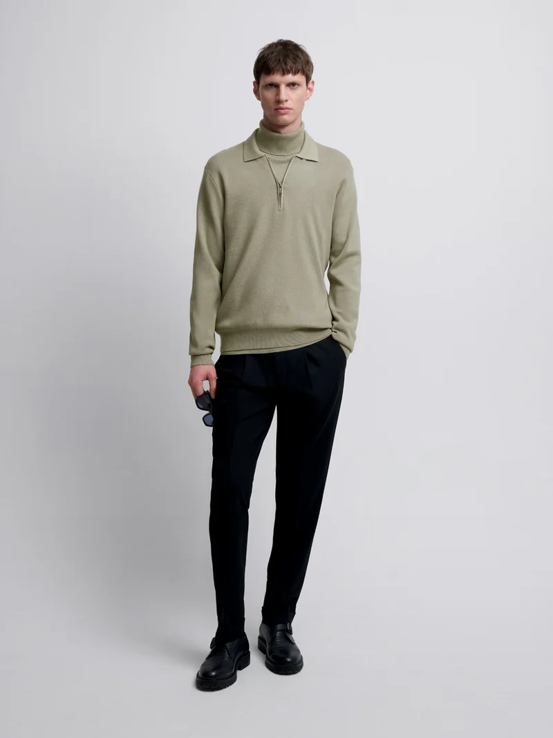 Pull col polo zippé en viscose certifiée
