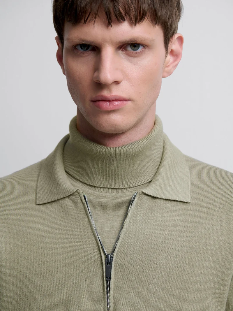 Pull col polo zippé en viscose certifiée