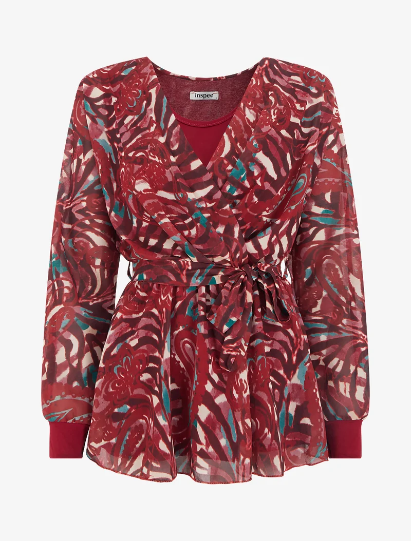Top cache-coeur à imprimé cachemire stylisé - Rouge