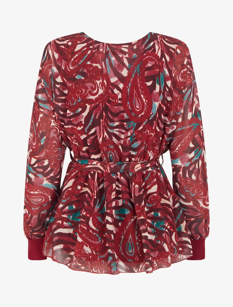 Top cache-coeur à imprimé cachemire stylisé - Rouge
