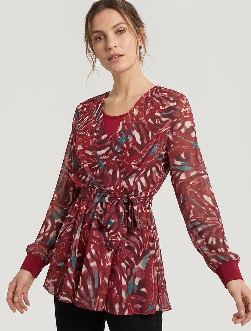 Top cache-coeur à imprimé cachemire stylisé - Rouge