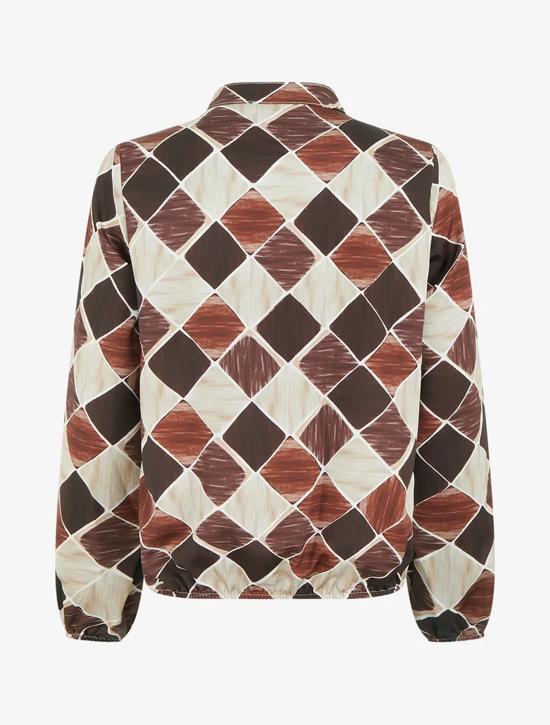 Top boule satiné à imprimé graphique - Marron