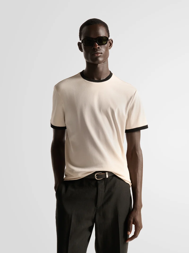 T-shirt col rond contrasté - L'atelier
