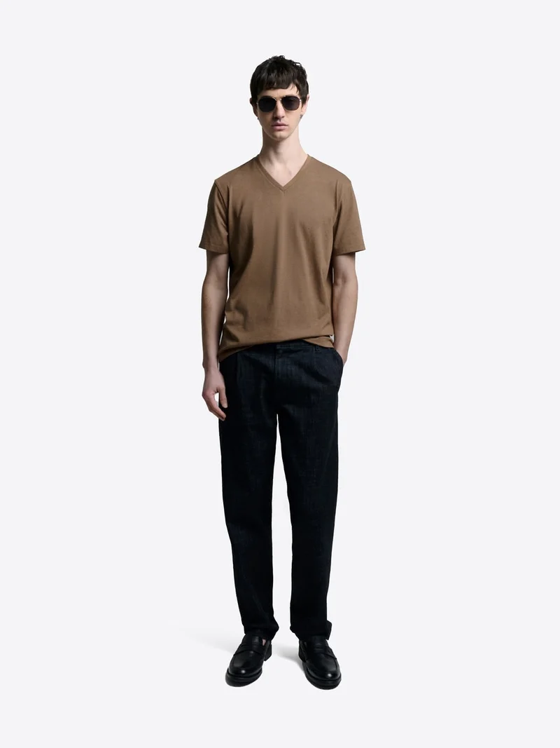 T-shirt col V mélange coton Supima®