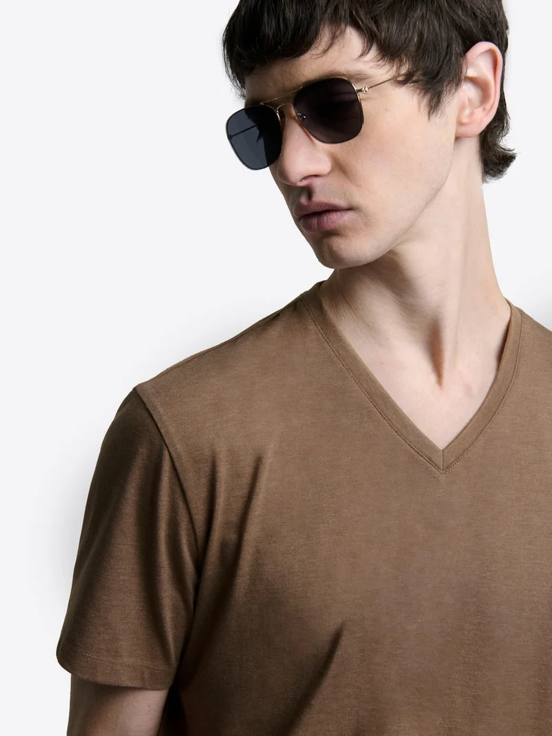 T-shirt col V mélange coton Supima®