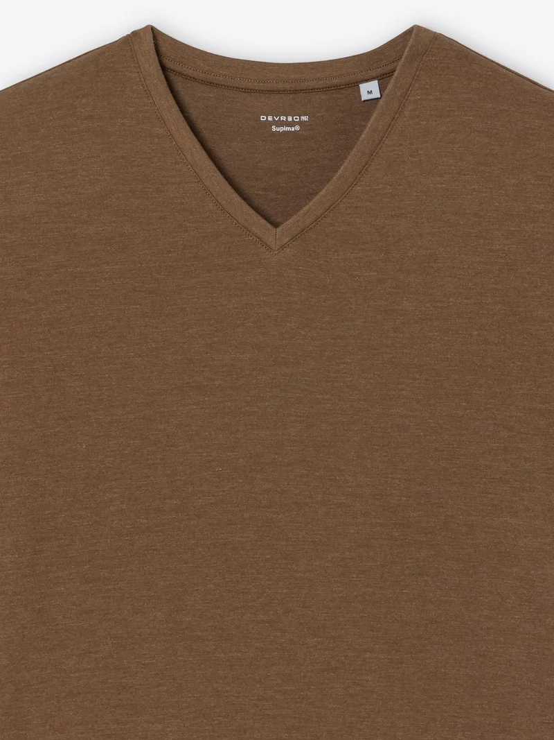 T-shirt col V mélange coton Supima®