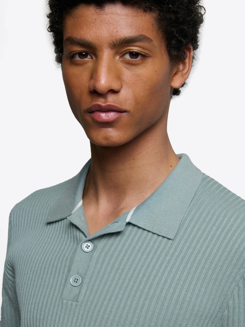 Polo maille boutonné en coton