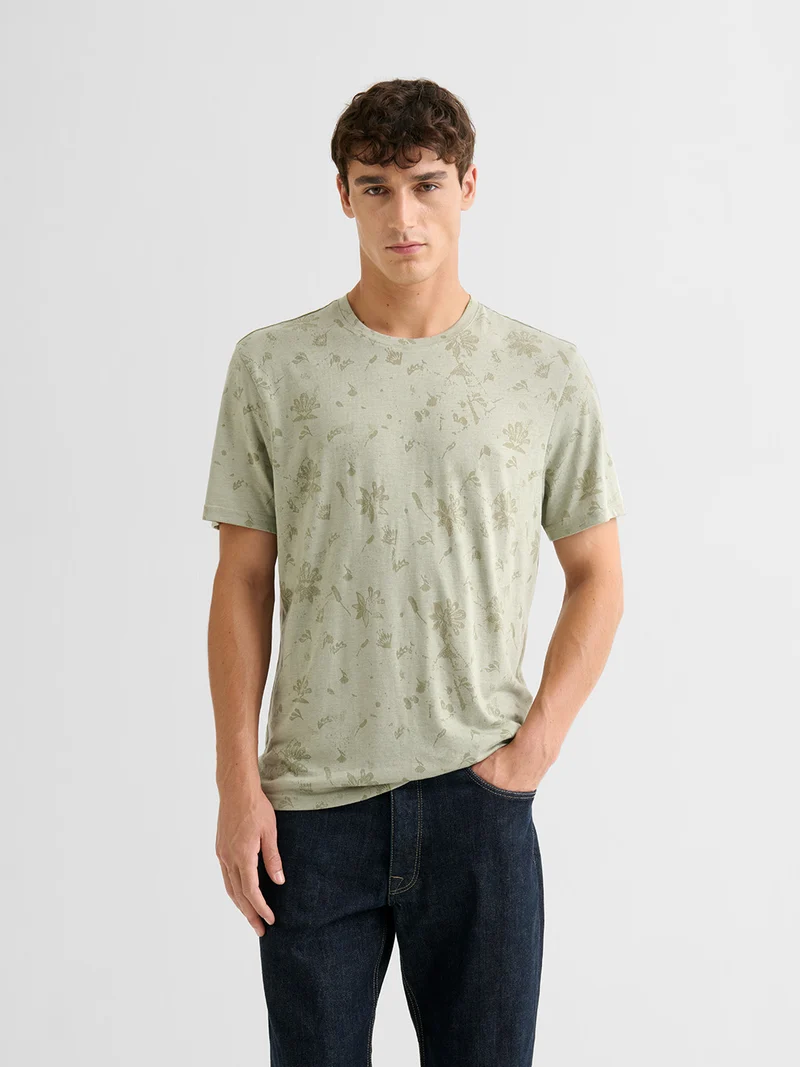 T-shirt col rond fleuri