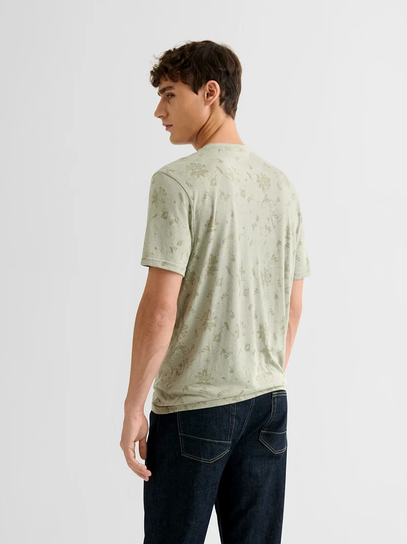 T-shirt col rond fleuri
