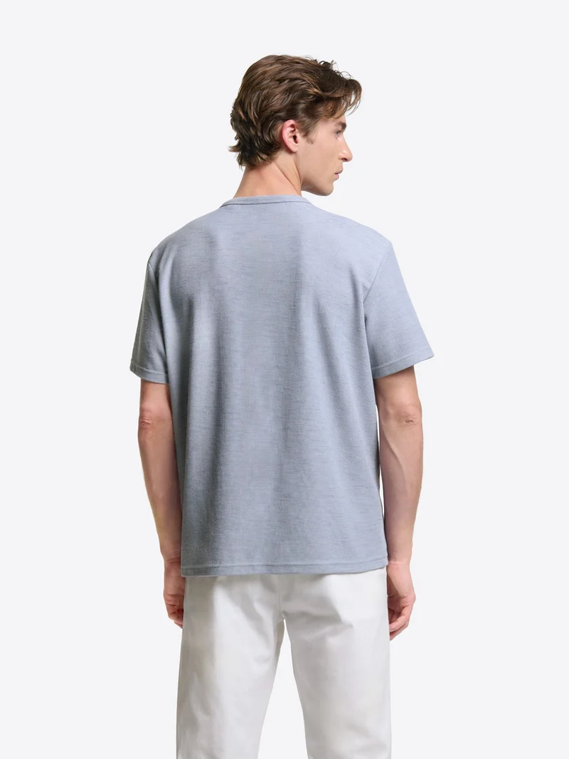 T-shirt col tunisien effet slub
