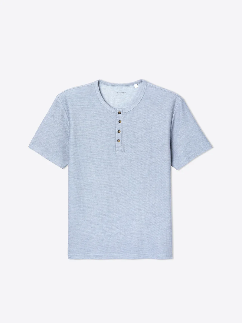 T-shirt col tunisien effet slub